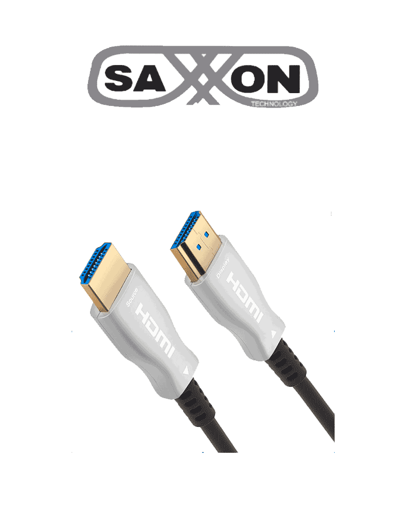 SAXXON SD15HDFO47 Cable HDMI de 15 Metros por Fibra Óptica 4K@60Hz / Fibra 4 hilos + 7 hilos cobre estañado / Compatible con HDMI 2.0 / Alta velocidad 18 Gbps / 3D / HDR / Caja de Aleación de Zinc / Premium