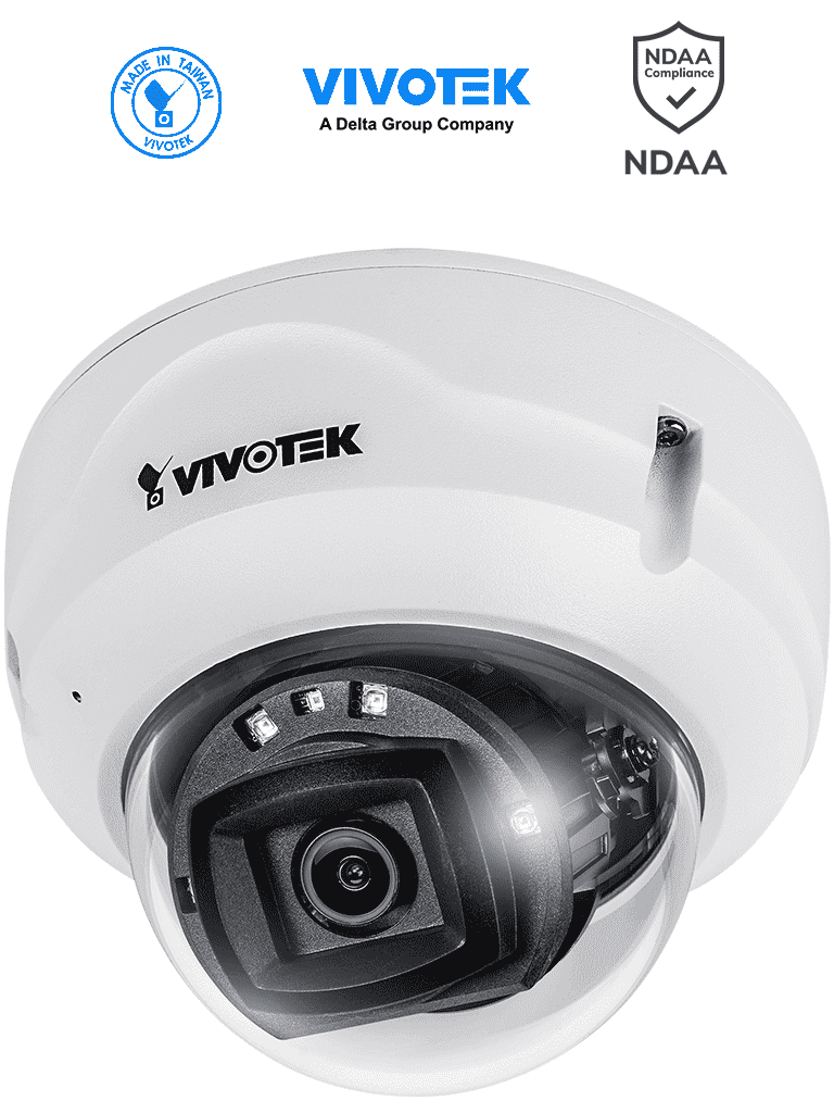 VIVOTEK FD839-EHV - Camara IP VORTEX Essential Series Domo Exterior 5MP, Lente Fijo 2.8mm, Microfono Integrado, IR 30 mts, WDR Pro, IP66, IK10, NDAA, Almacenamiento Interno 256GB