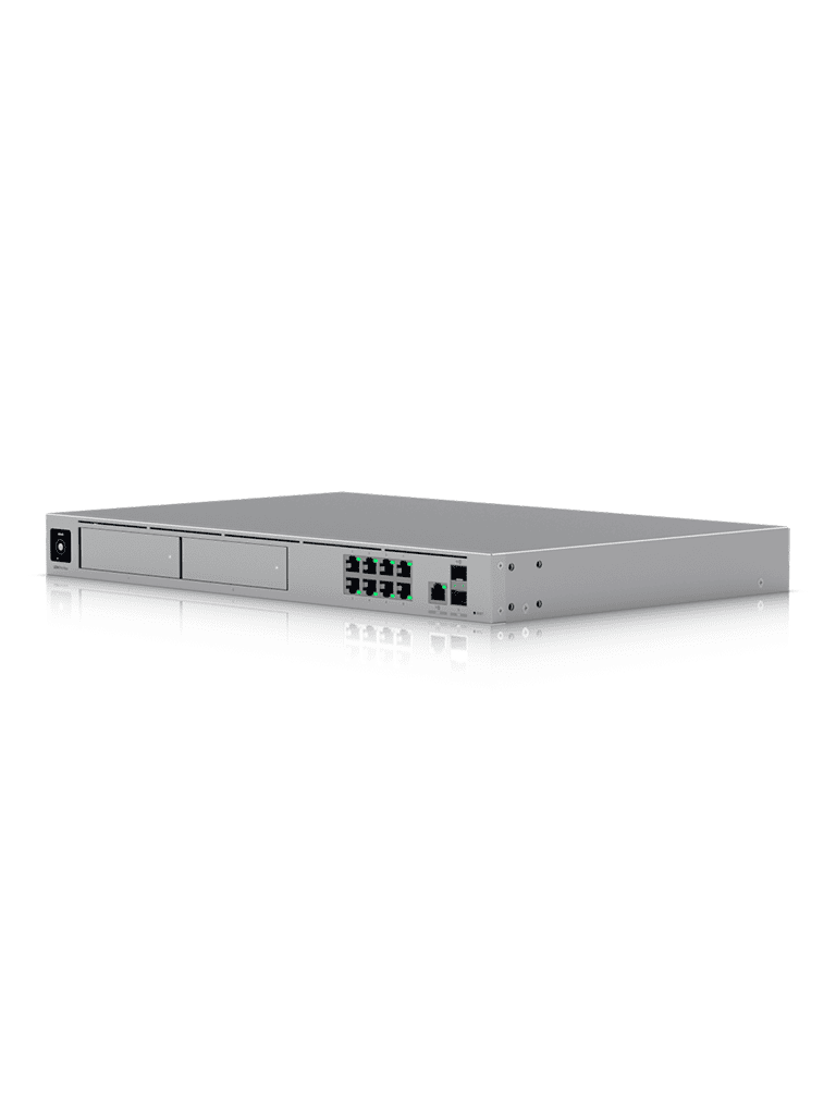 UniFi Dream Machine/ 1 Puerto WAN 2.5G RJ45 y 1 Puerto WAN 10G SFP+/ 8 puertos LAN RJ45 GE/ 1 LAN 10G SFP+/ Administración de mas de 200 Dispositivos UniFi/ Soporta hasta 5Gbps de ruteo IPS/ Almacenamiento redundante para NVR — UniFi — Controladores - vista 2