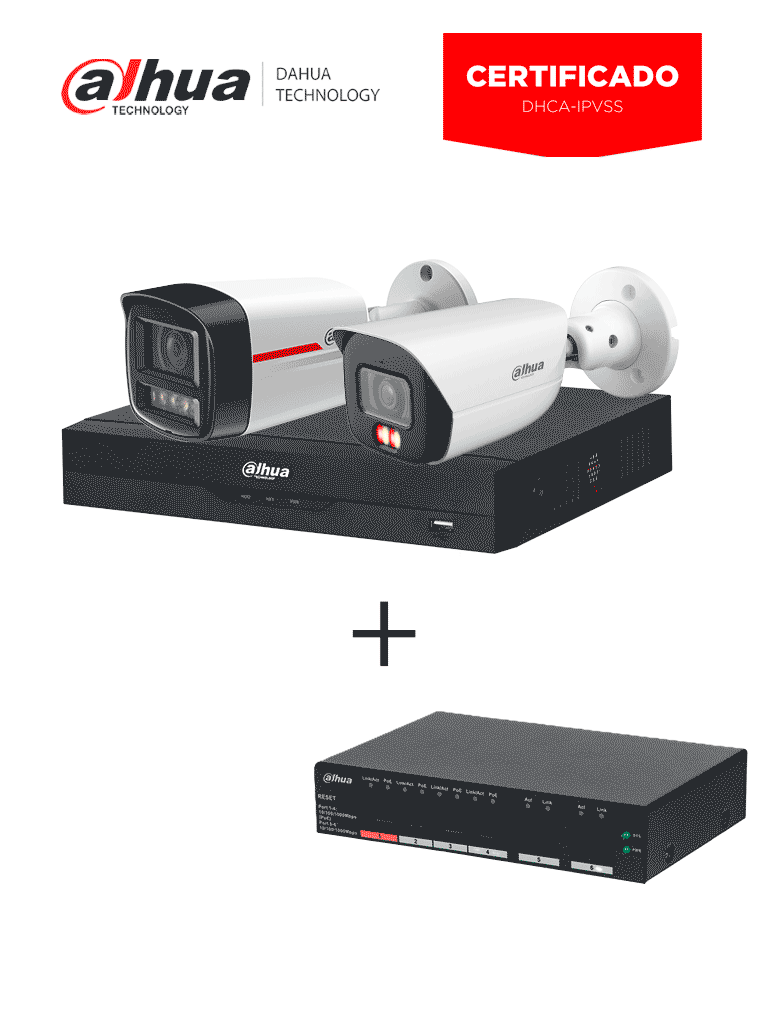 DAHUA Kit para certificación Dahua DHCA-IPVSS compuesto por DH-IPC-HFW3249E-S-IL DH-IPC-HFW2249TL-S-PRO DHI-NVR2104HS-P-I2 y WESTERN WD10PURZ - Disco Duro de 1TB - Imou