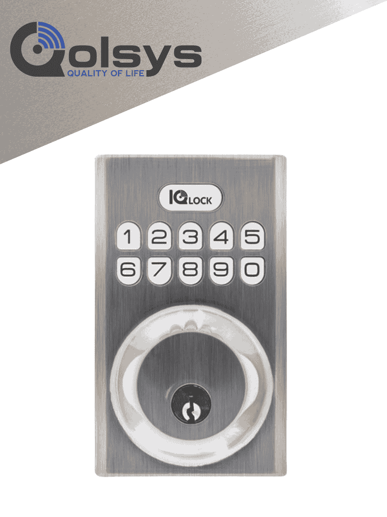 QOLSYS IQDLK-PGK-SN Cerradura con boton pulsador - Cerradura Inteligente PowerG, color Ni­quel Satinado (Satin Nickel) #IQ