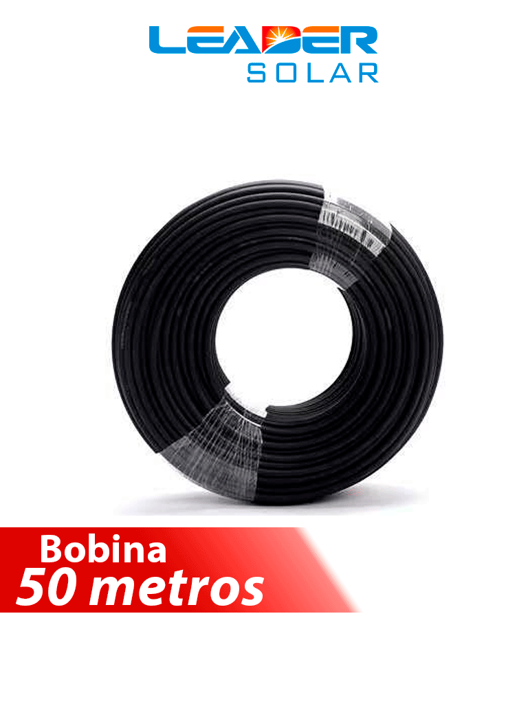 LEADER Cable Fotovoltaico IEC 131/H1Z2Z2-K - Carrete 50 metros lineales Cable Fotovoltaico Color Negro 6mm2/ Calibre 10AWG XLPO / Cubierta libre de ha...