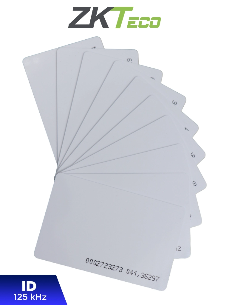 ZKTECO IDCARDN - Paquete con 10 Tarjetas ID con Frecuencia de 125 kHz 1 mm de Grosor con Folio Impreso