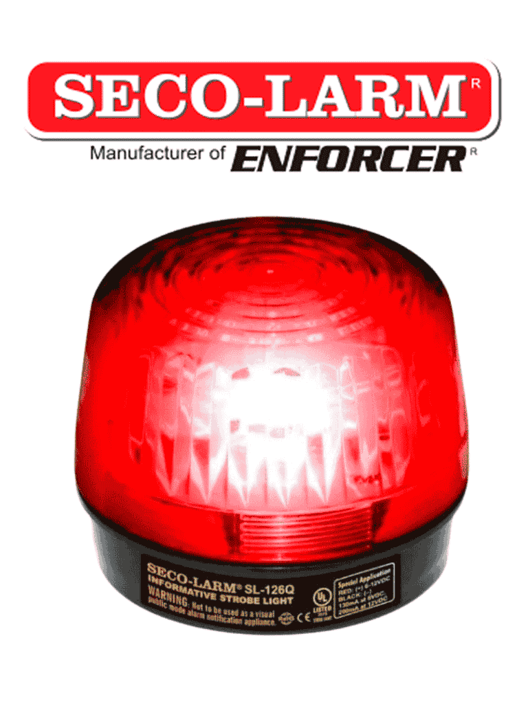 Seco-Larm SL126QR -  Luz Estroboscópica Alámbrica, 6-12VDC, Roja Compatible IHOR