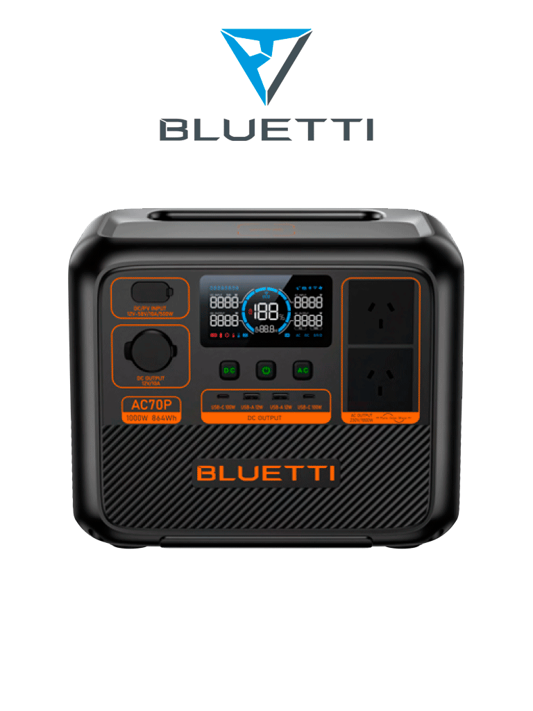 BLUETTI AC70P - Estación de energía portátil / 1000 W - 864 Wh / Tecnología LiFePo4 / 3000 ciclos / modo Power Lifting - Código: AC70P | Compra en Guadalajara