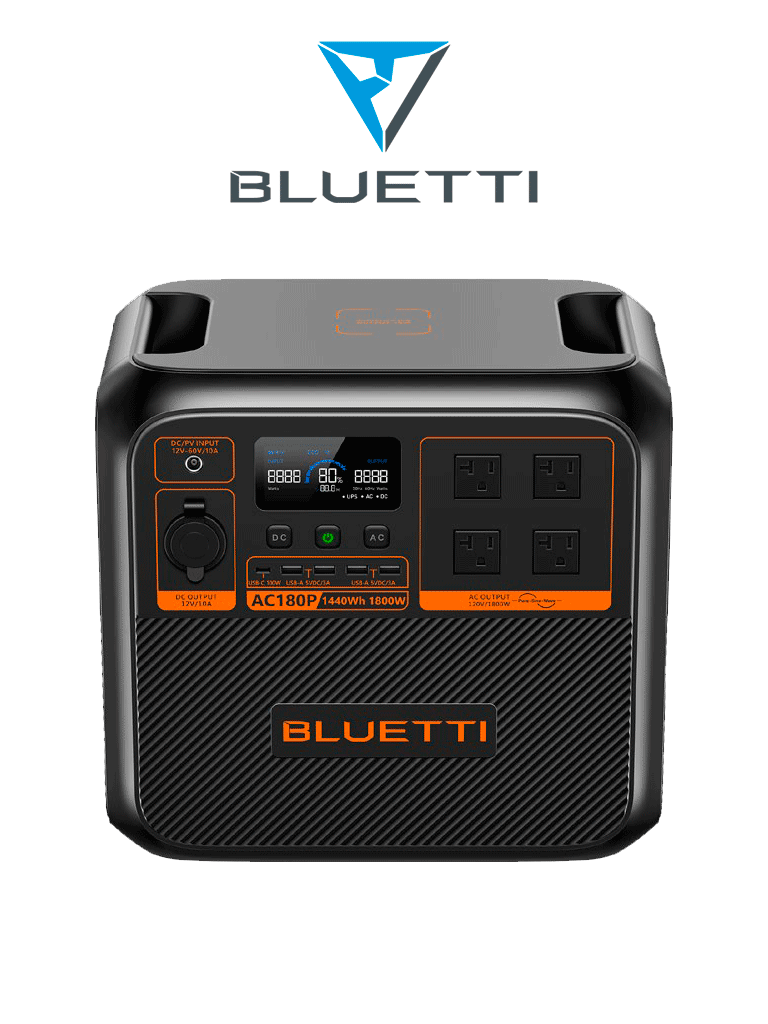 BLUETTI AC180P- Estación de energía portátil / 1800 W - 1440 Wh / Tecnología LiFePo4 / 3500 ciclos / modo Power Lifting / Carga mediante panel solar - Código: AC180P | Compra en Guadalajara