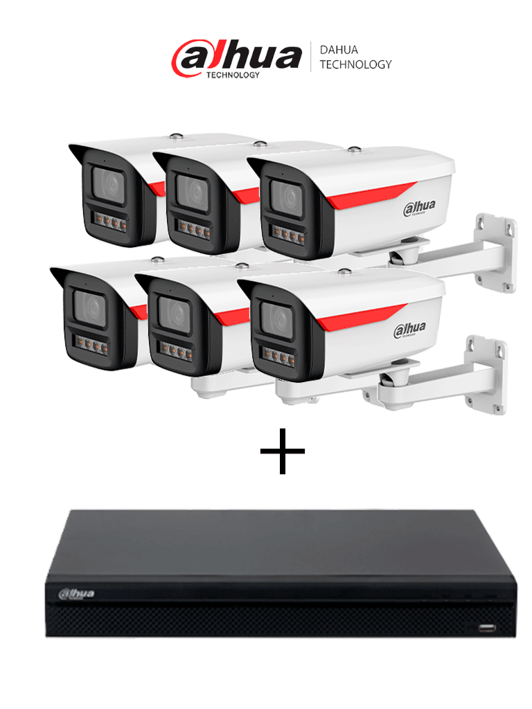 Paquete DAHUA DH-IPC-HFW2249MP-S-LED-0360B-B-PRO- 6 Cámara IP Bullet de 2MP/WizColor/WizSense DAHUA NVR1108HS-8P-S3/H - NVR de 8 Megapixeles/ 4k/ 8 Ca...