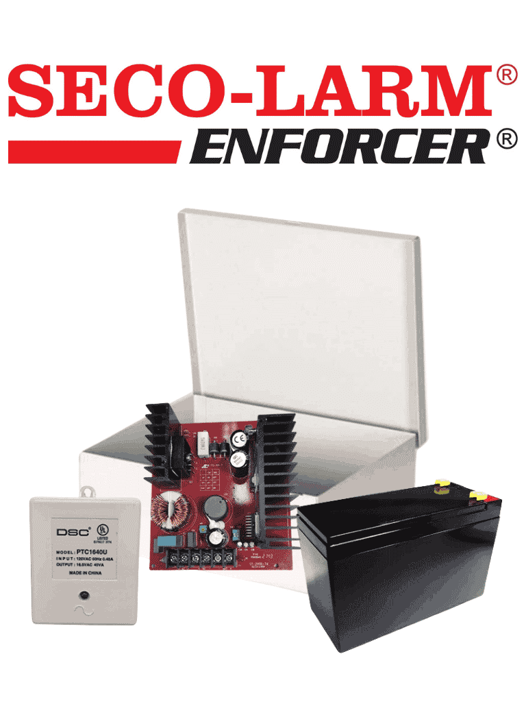Kit De Poder Contiene 1 Fuente De Poder De 7 Amp, Bateria De Respaldo 7 amperes, Transformador Y Gabinete — SECO-LARM — Accesorios - Intrusión