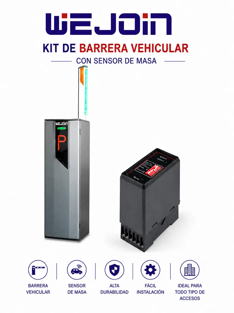WEJOIN WJNSBG101HR34LEDDG102 - Kit de Barrera Vehicular Derecha con brazo de 4 M
