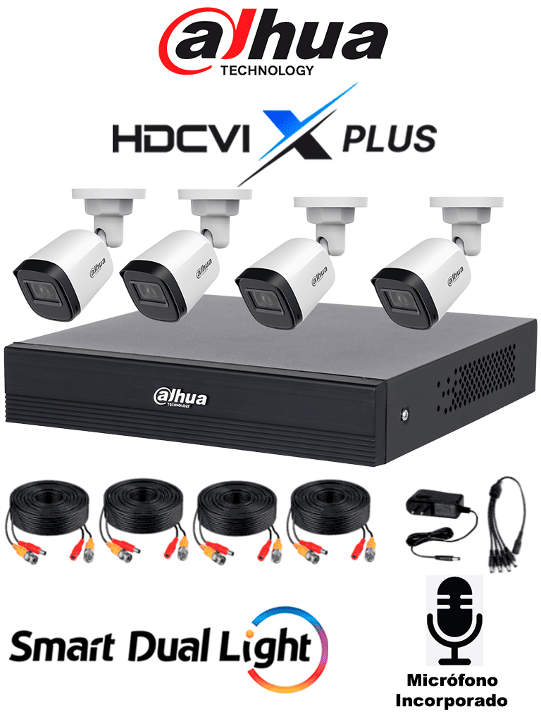 DAHUA DH-KIT/XVR1B08-I/T/8-B1A21N-U-IL-A-0280B- Kit de 8 Canales 2 Megapixeles DVR Cooper-I WizSense Con IA H.265 8 Camaras B1A21N-U-IL-A-0280B 1080p 8 Canales 2 IP o Hasta 10 Canales IP 4 Canales SMD Plus - Código: DH-KIT/XVR1B08-I/T/8-B1A21N-U-IL-A-0280B | Compra en Guadalajara