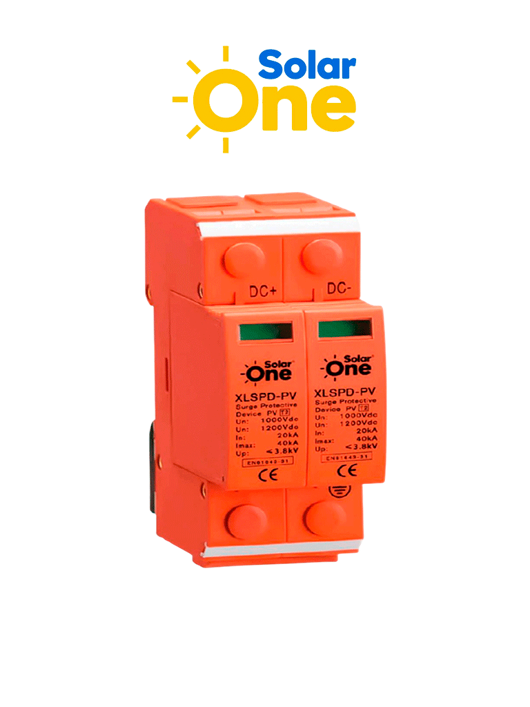 Protector de Descargas Atmosféricas 2 Polos 1000 VDC - SPD de corriente continua diseñado para sistemas fotovoltaicos / Montaje en riel Din - Código: 142P | Compra en Guadalajara