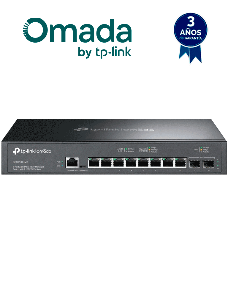 TP-LINK SG3210X-M2 - Switch administable L2 OMADA, con 8 puertos RJ45 de 2.5GbE 