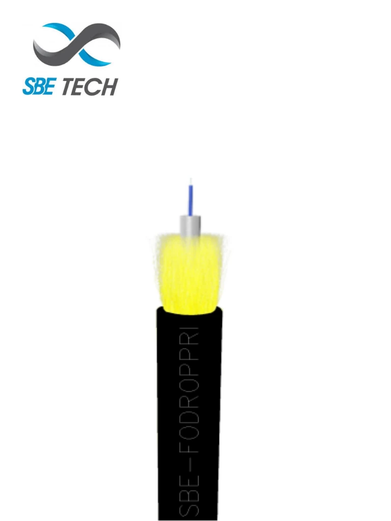 SBE TECH FODROPR1- Carrete de 2 KM de fibra óptica DROP de 1 hilo / Interior y exterior/ dieléctrico /flexible y seco/ para instalaciones FTTx