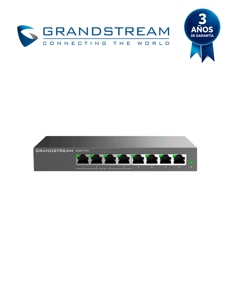 GRANDSTREAM GWN7701P - Switch PoE no administrable/ 8 puertos Gigabit (4 PoE 802