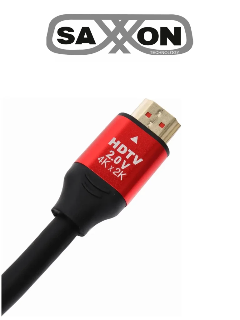 SAXXON HDMI-OF150 - Cable HDMI de 15 Metros por Fibra Óptica 4K60Hz / Fibra 4 hilos 7 hilos cobre estañado / Compatible con HDMI 2.0 / Alta velocidad 18 Gbps / 3D / HDR / Caja de Aleación de Zinc / Calidad Premium - Stylos