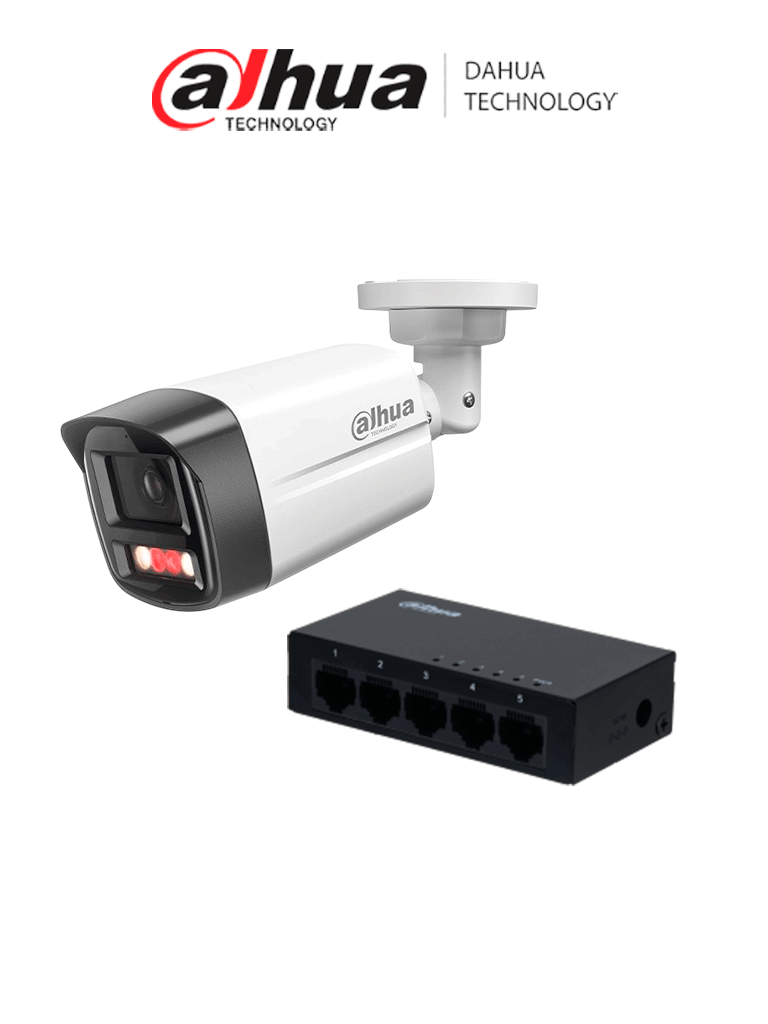 DAHUA PFS3005-5GT - 1 Switch Gigabit de 5 Puertos No Administrable/ Capa 2/ 10/100/1000 Base-T/ Carcasa Metalica/ Switching 10G/ 1 DH-IPC-HFW1439TL1-A...
