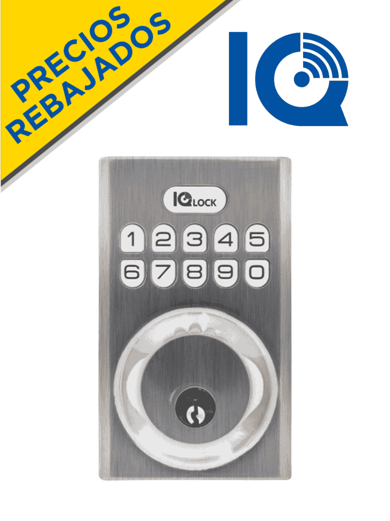 QOLSYS IQDLK-PGK-SN Cerradura con botón pulsador - Cerradura Inteligente PowerG, color Níquel Satinado (Satin Nickel)