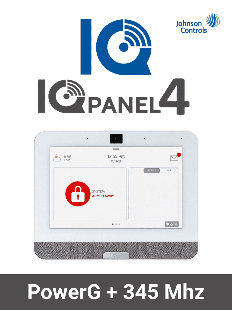 QOLSYS IQP4006 - Sistema de Alarma IQPanel4 Autocontenido , con Pantalla Tactil de 7", Power G 915 Mhz + Honeywell 345 Mhz. Con 4 Bocinas integradas (4W). Para la plataforma Alarm.com