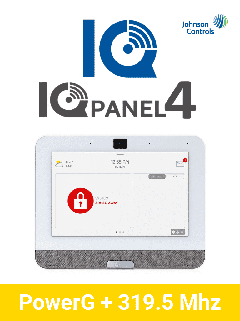 QOLSYS IQP4004 - Sistema de Alarma IQPanel4 Autocontenido , con Pantalla Táctil de 7", Power G 915 Mhz + Qolsys S-Line 319.5 Mhz. Con 4 Bocinas integradas (4W). Para la plataforma Alarm.com