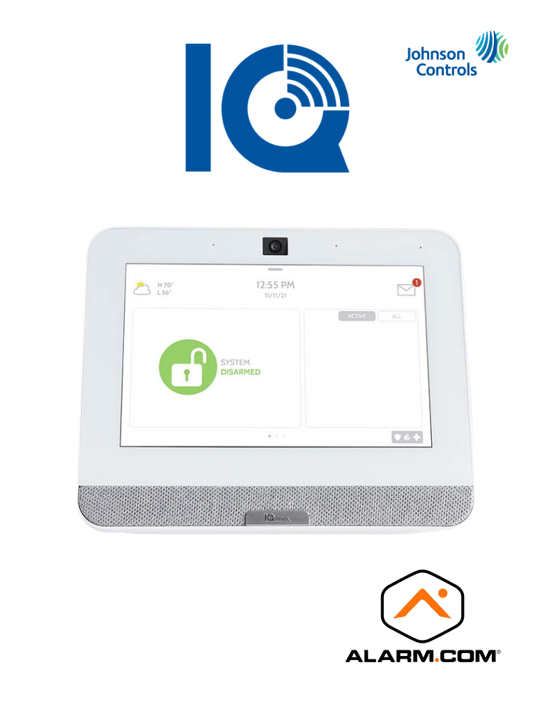 IQP4 - Sistema de Alarma IQPanel4 Autocontenido , con Pantalla Táctil de 7", Power G 915 Mhz  . Con 4 Bocinas integradas (4W). Para la plataforma Alarm.com