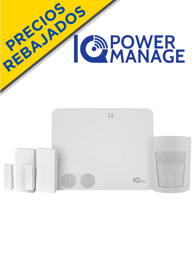 IQ4 NS POWER MANAGE PACK - Paquete que contiene Sistema de Alarma IQ4 NS autocontenido sin pantalla, 1 sensor PIR inalámbrico PGP9914 y 2 sensores magnéticos inalámbricos PG9303 #IQmania #DSCmania