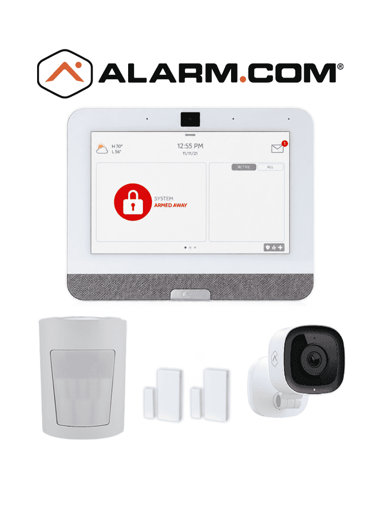 IQ4 Video Premium - Paquete que contiene Sistema de Alarma IQ 4 POWER G ONLY , con pantalla táctil de 7", Power G 915 Mhz  1 sensor PIR inalámbrico PGP9914, 2 sensores magnéticos inalámbricos PG9303 y Cámara exterior alarm.com ADCV724