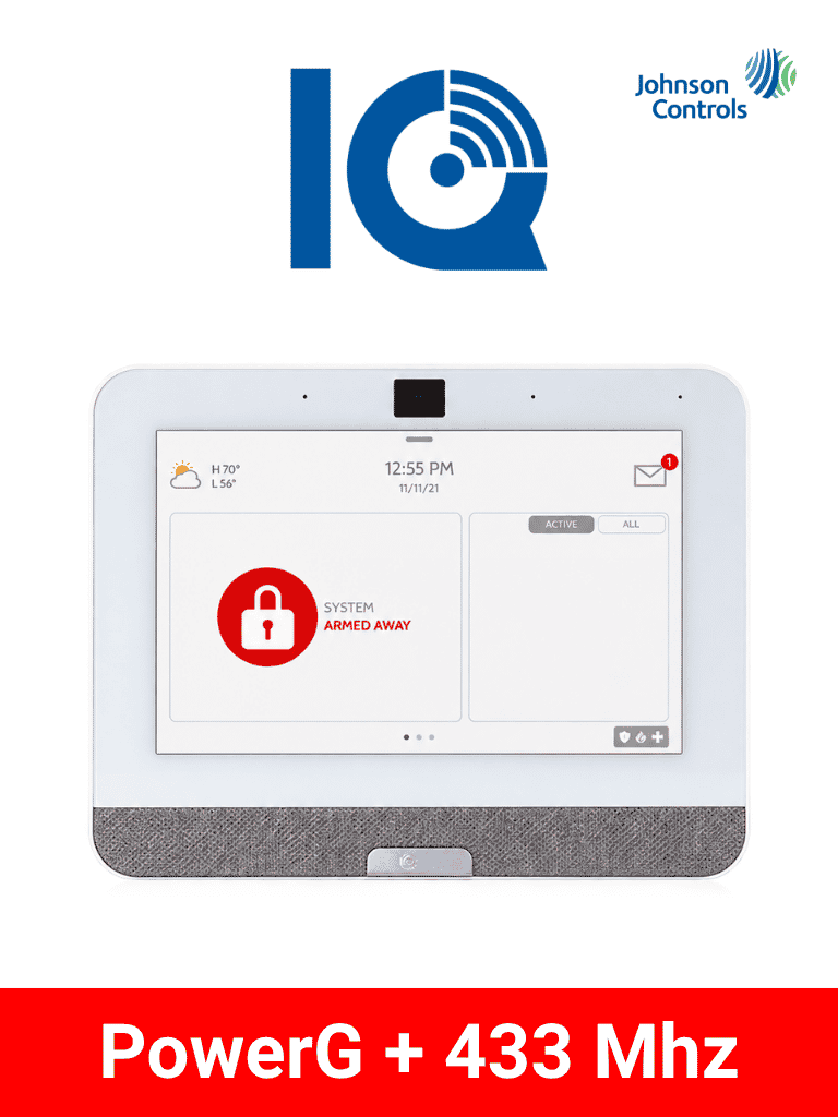 IQP4005 - Sistema de Alarma IQPanel4 Autocontenido , con Pantalla Tactil de 7", Power G 915 Mhz + DSC Serie Power 433 Mhz. Con 4 Bocinas integradas (4W). Para la plataforma Alarm.com