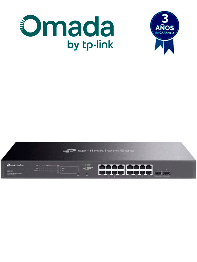 TP-LINK TL-SG2218P - Switch inteligente de 16 puertos POE+ Gigabit JetStram , 2 puertos SFP , POE  802.3at/af , 150W totales , Gestión centralizada con OMADA , soporta QoS L2/L3/L4 y snooping IGMP , IPV6 , ACL , DHCP Snooping, 802.1X.