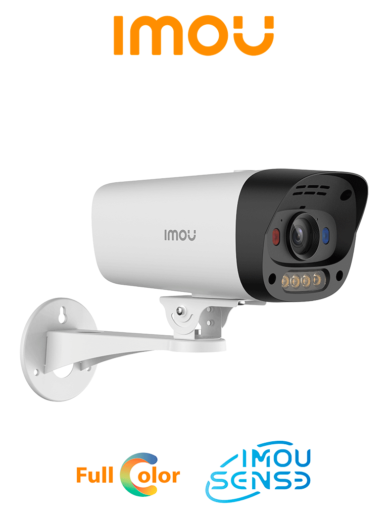 Cámara Bullet IP 3MP/ Lente 3.6mm/ Audio Bidireccional/ Full Color/ Soporta MicroSD de Hasta 512Gb/ AOR mode/ Iluminación de Hasta 30 Mts/ Para Exterior / IP67 / Luz de Advertencia Roja & Azul — IMOU POE — Bullet