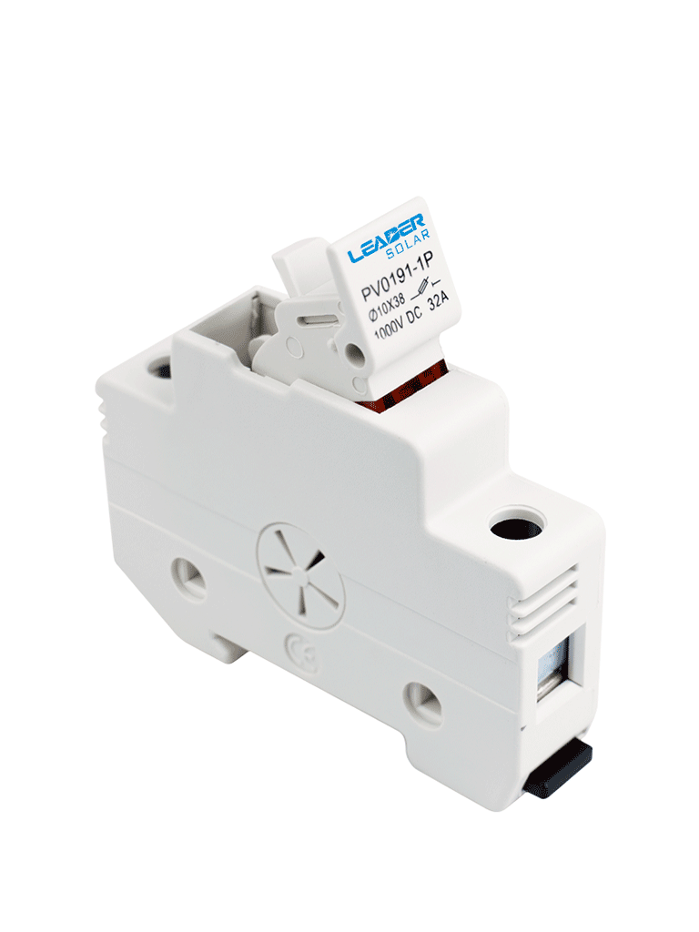 LEADER Portafusible Fotovoltaico PV0191-1P / 1000 VDC / 32 A / Montaje en riel DIN / Compatible con fusibles 10x38 mm / temperatura de -5°C a +40°C — LEADER SOLAR  — Accesorios de Instalación - vista 3