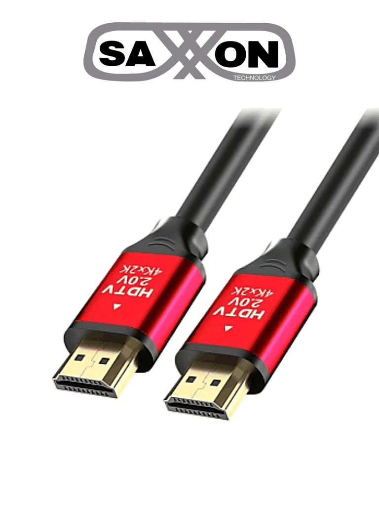 SAXXON HDMI-150 - Cable HDMI de 15 metros de alta velocidad / Versión 2.0 / Resolución 4K / Canal de retorno de audio ARC / Video 3D / Blindado para reducir interferencias / Chapado en oro / Alta resistencia y durabilidad. - Código: HDMI-150 | Compra en Guadalajara
