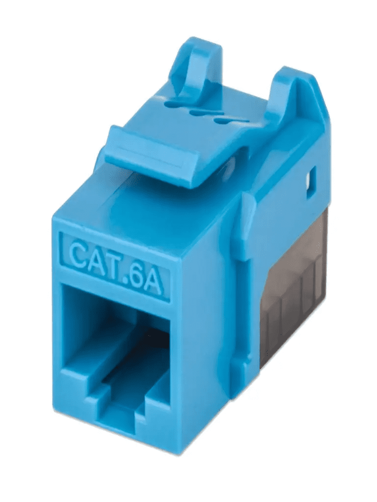 Jack Keystone Cat6a FastPunch UTP, Azul / Contactos chapados con 50µ de oro
