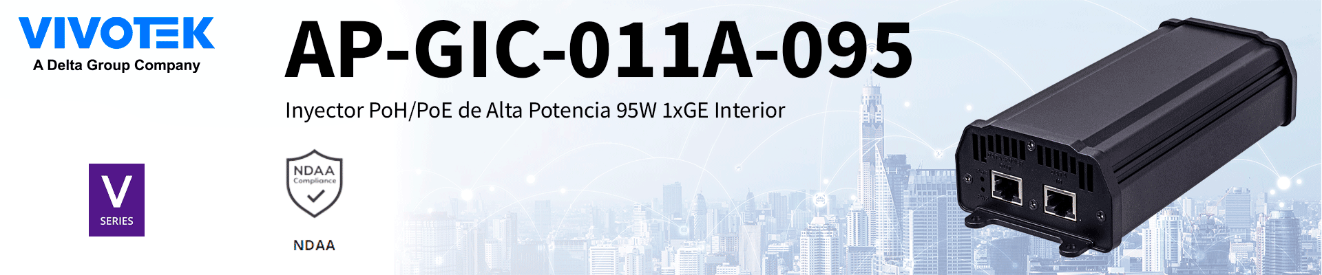 Compra Vivotek Adaptador E Inyector PoE 10/100/1000Mbps, AP GIC 010A 060